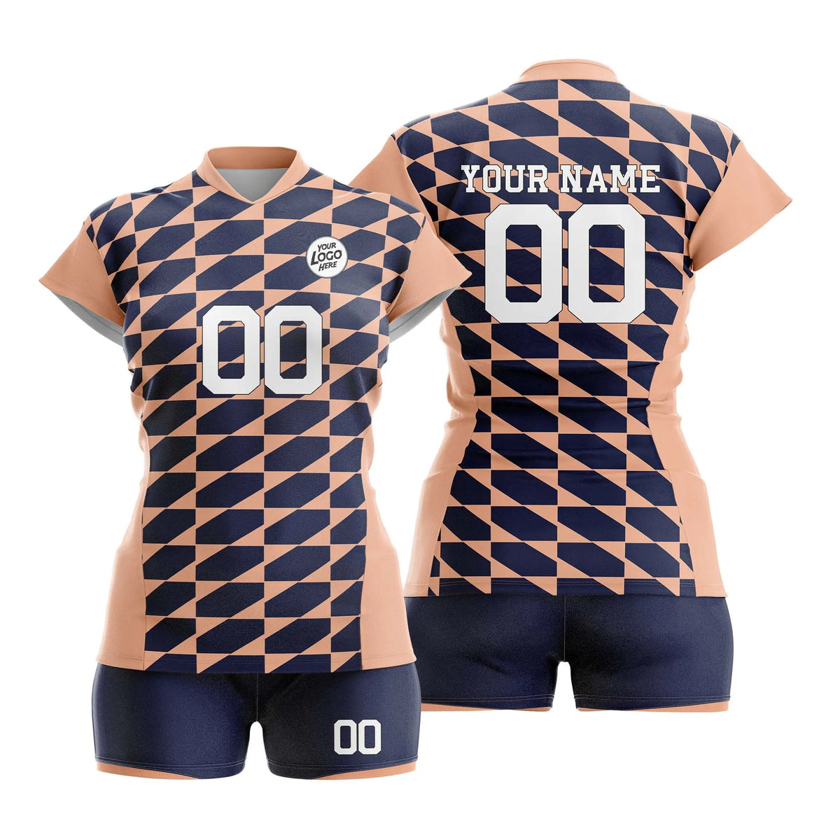 Custom Personalized D1 Full Pattern Volleyball Jersey with Name, Number & Team Logo