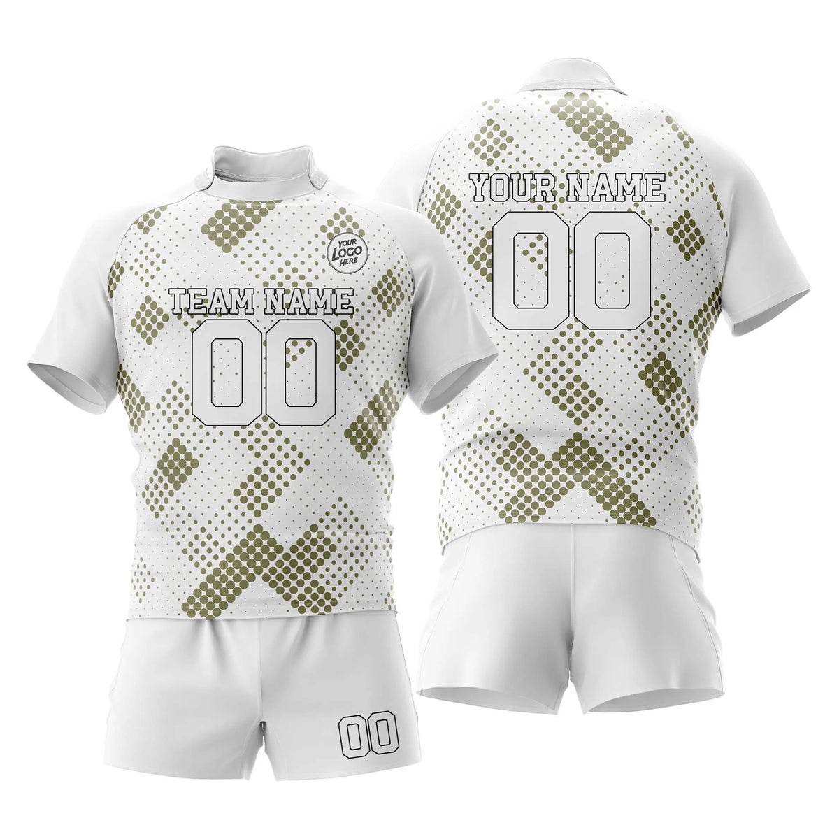 Custom Personalized D4 Full Pattern Rugby Jersey with Name, Number & Team Logo