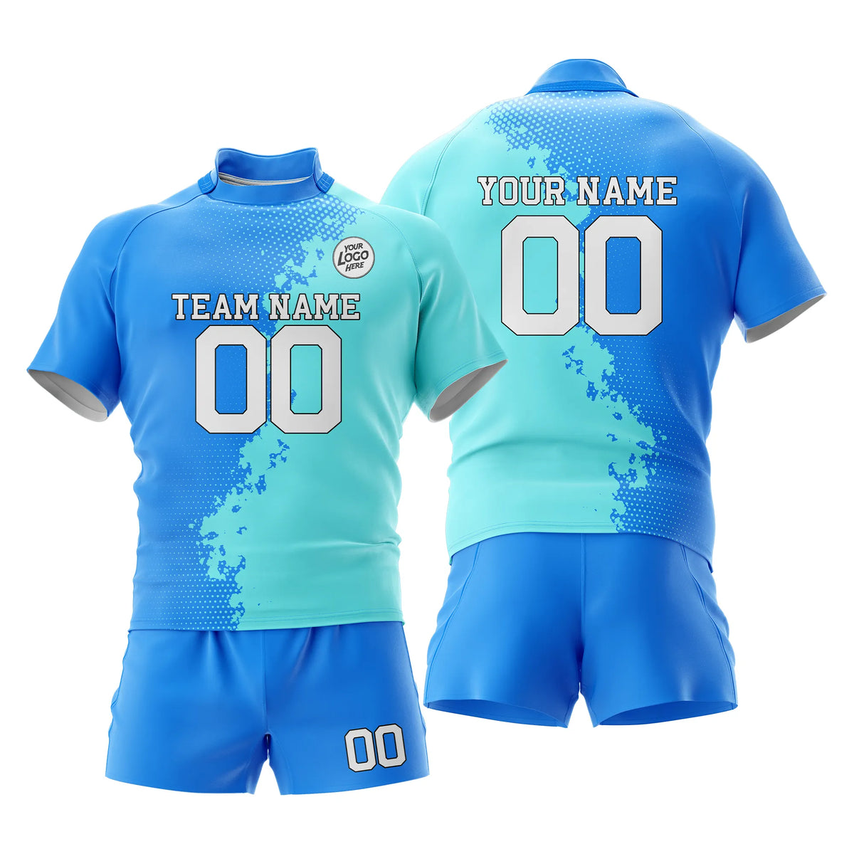 Custom Personalized D1 Split Fashion Rugby Jersey with Name, Number & Team Logo