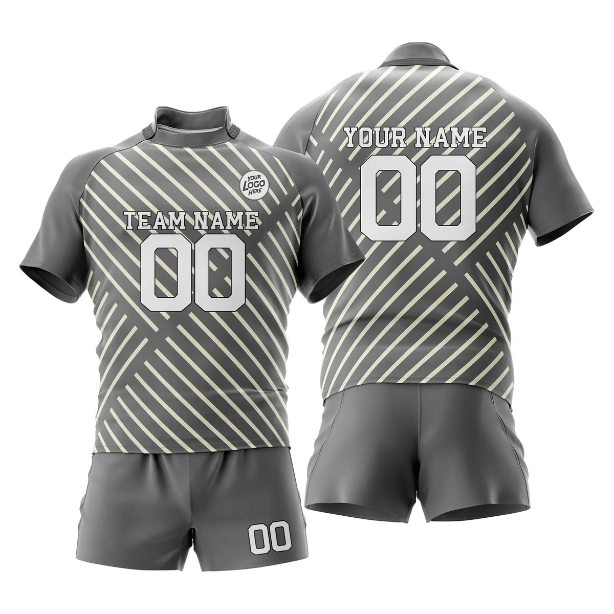 Custom Personalized D2 Strip Fashion Rugby Jersey with Name, Number & Team Logo