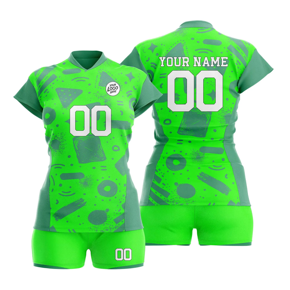 Custom Personalized D1 Graffiti Pattern Volleyball Jersey with Name, Number & Team Logo