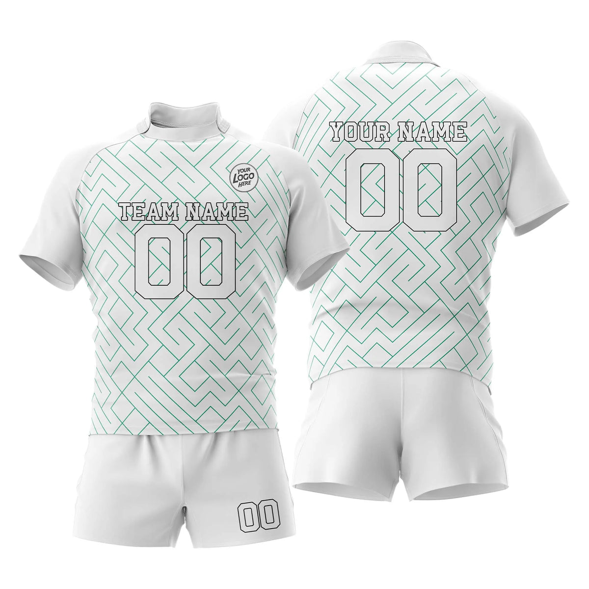 Custom Personalized D5 Abstract Pattern Rugby Jersey with Name, Number & Team Logo