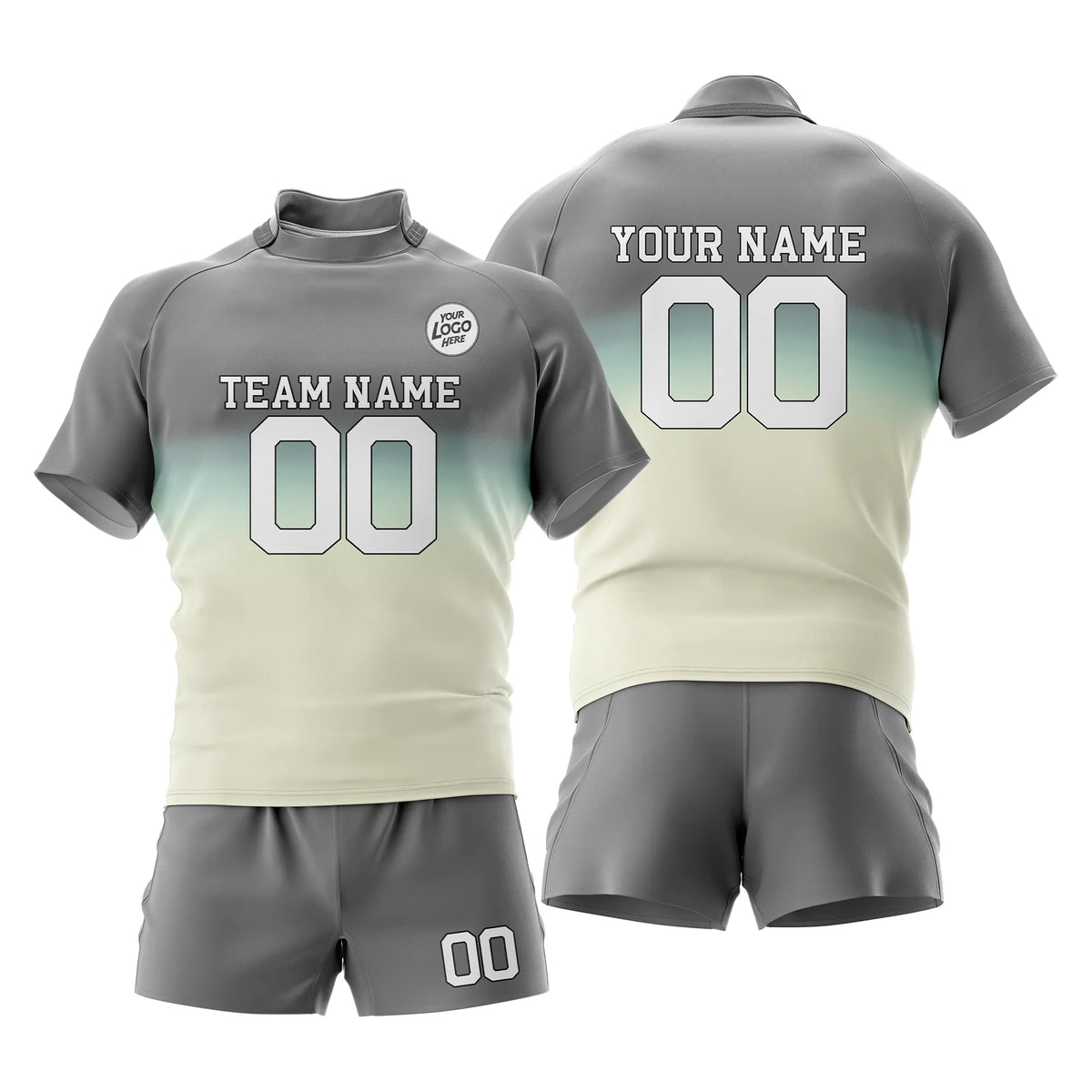 Custom Personalized D1 Gradient Fashion Rugby Jersey with Name, Number & Team Logo