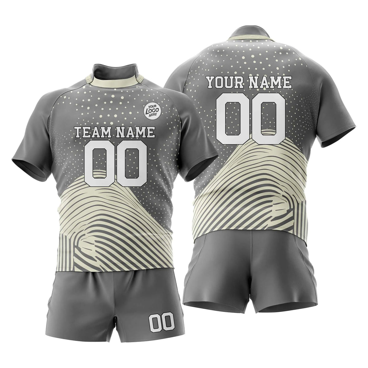 Custom Personalized D3 Abstract Pattern Rugby Jersey with Name, Number & Team Logo