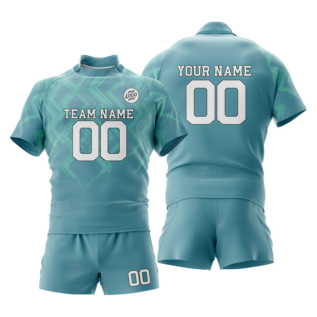 Custom Personalized D2 Color Block Rugby Jersey with Name, Number & Team Logo