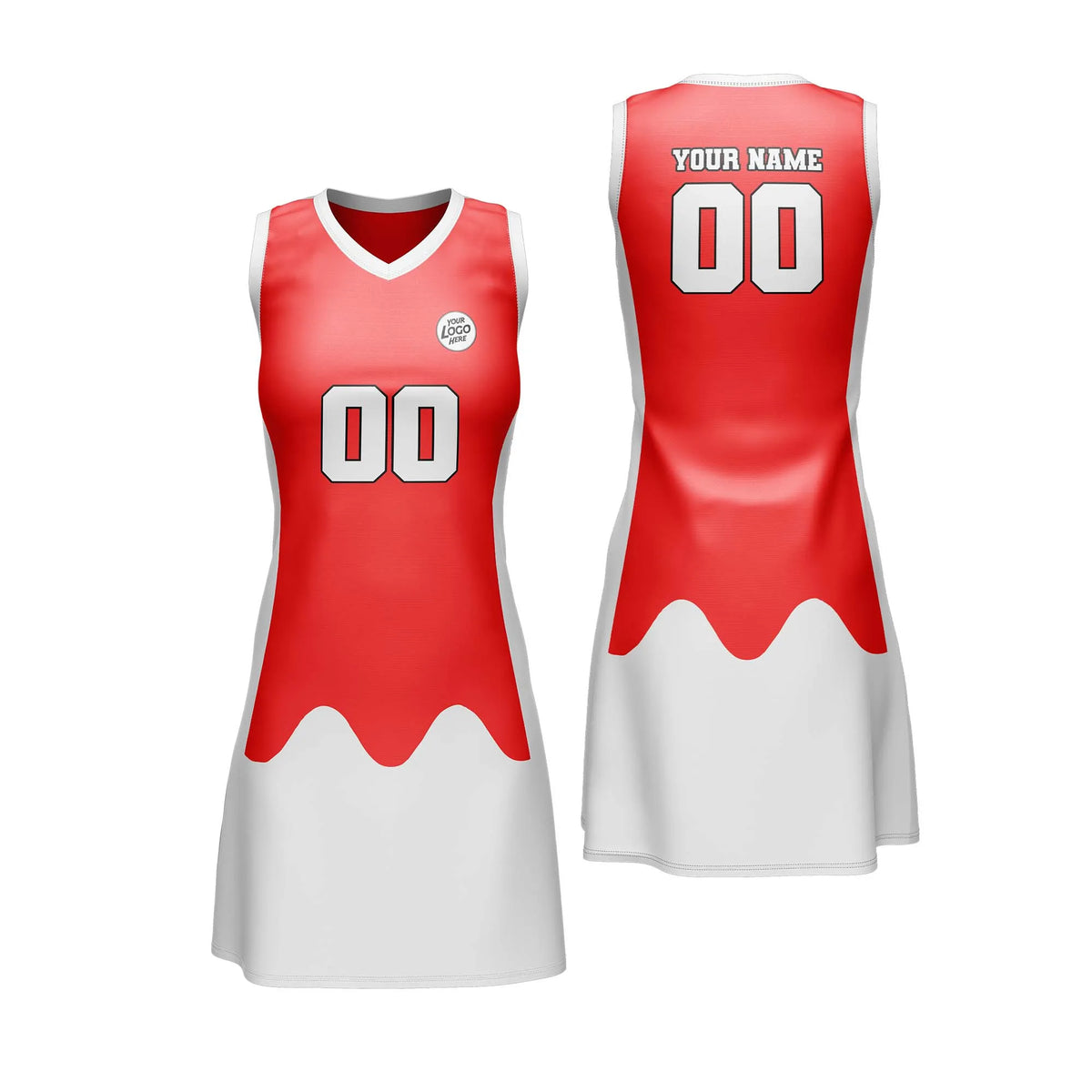 Custom Personalized D4 Split Fashion Netball Jersey with Name, Number & Team Logo