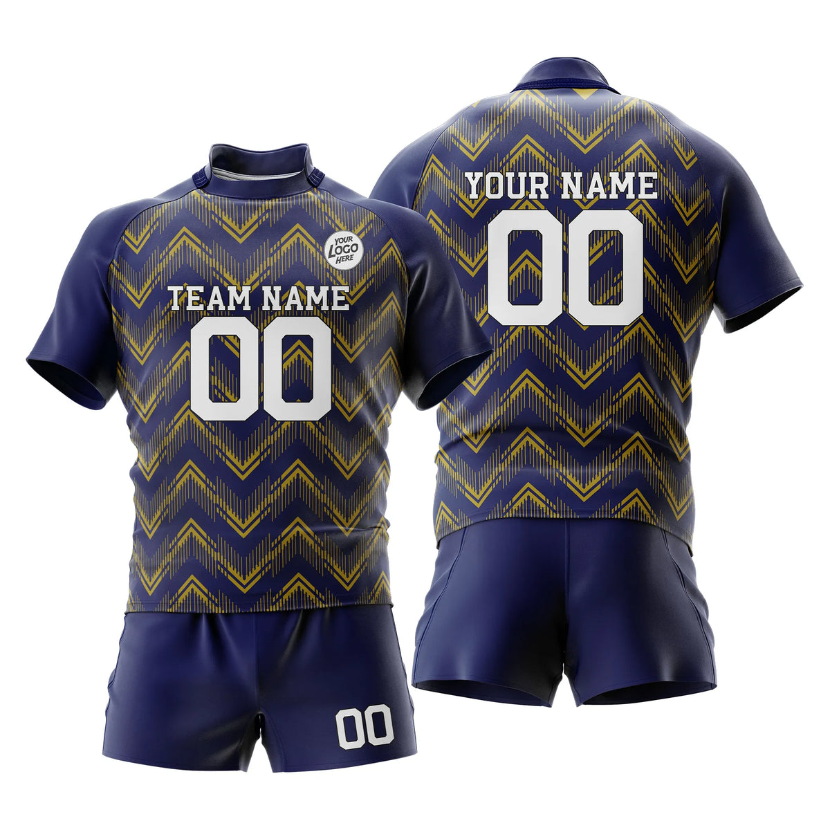 Custom Personalized D5 Color Block Rugby Jersey with Name, Number & Team Logo