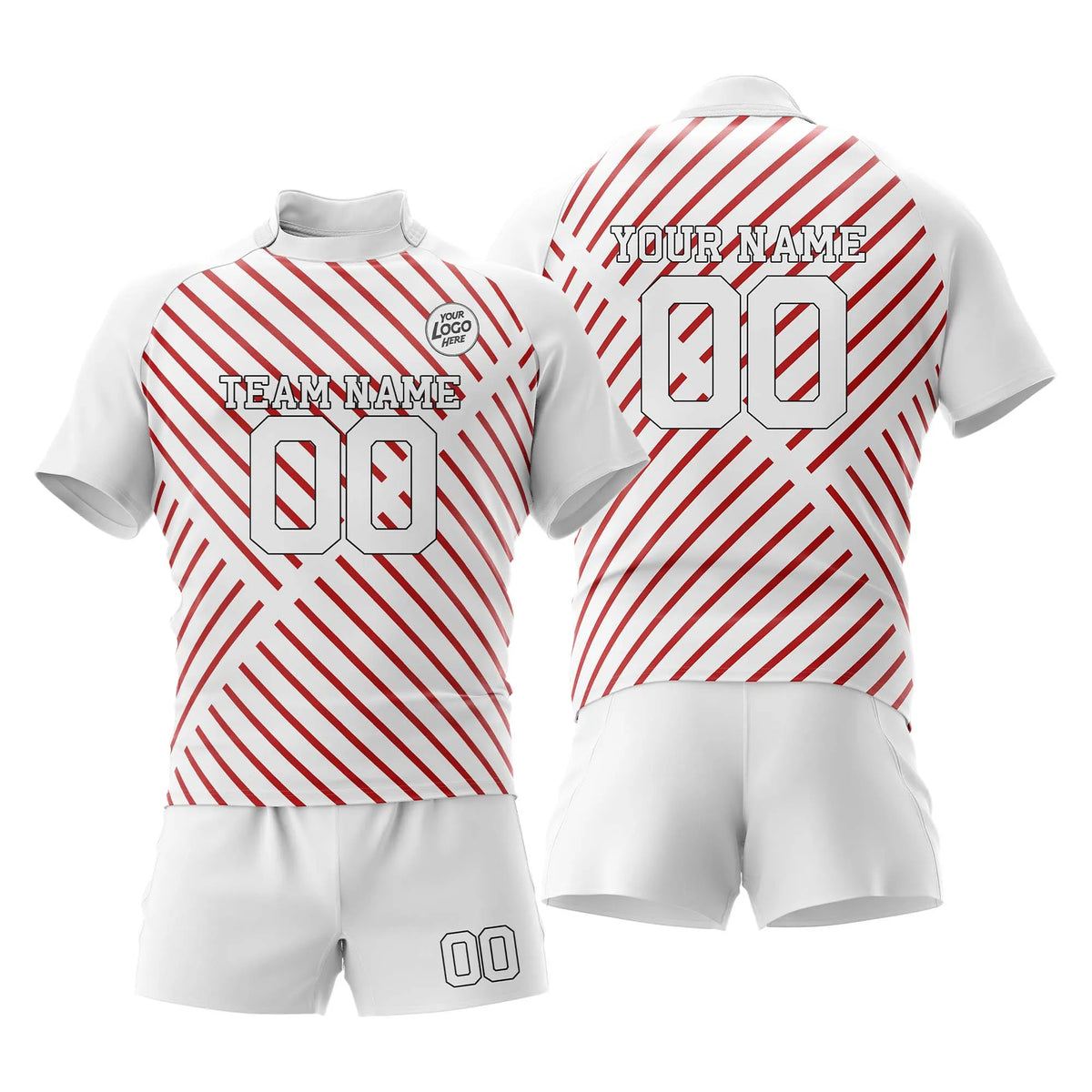Custom Personalized D2 Strip Fashion Rugby Jersey with Name, Number & Team Logo
