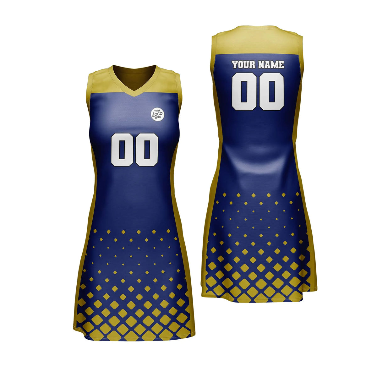 Custom Personalized D3 Abstract Pattern Netball Jersey with Name, Number & Team Logo