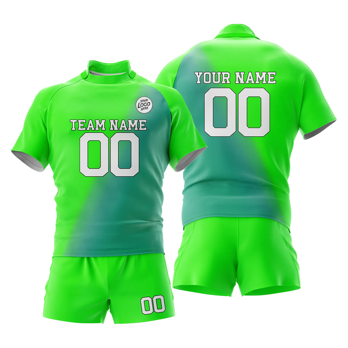 Custom Personalized D3 Gradient Fashion Rugby Jersey with Name, Number & Team Logo