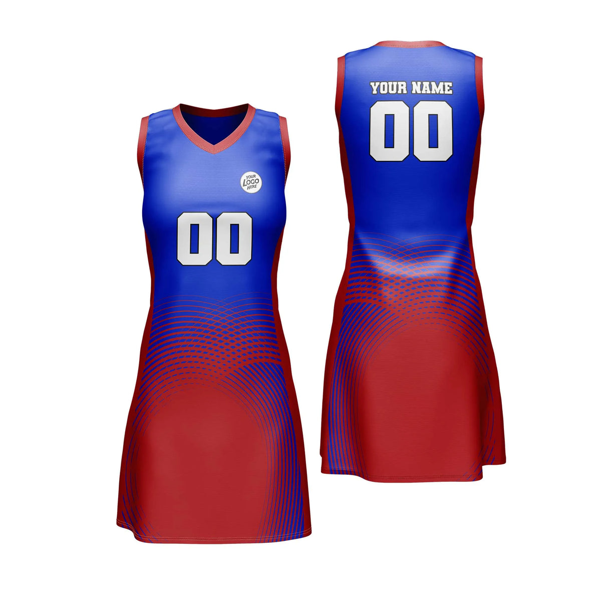 Custom Personalized D1 Abstract Pattern Netball Jersey with Name, Number & Team Logo
