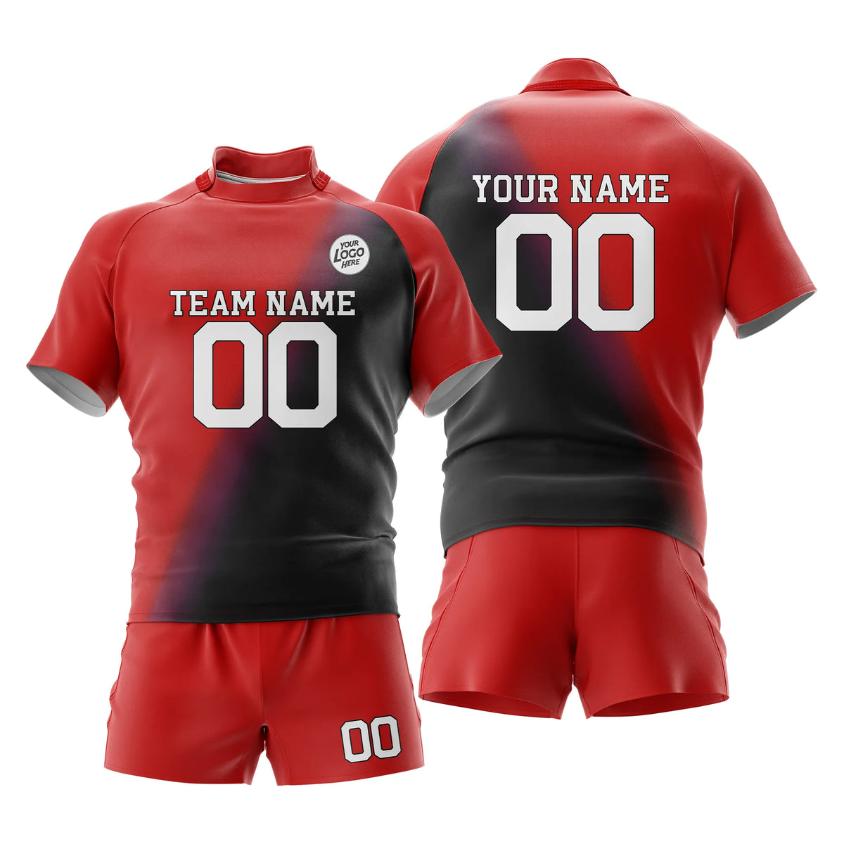 Custom Personalized D3 Gradient Fashion Rugby Jersey with Name, Number & Team Logo