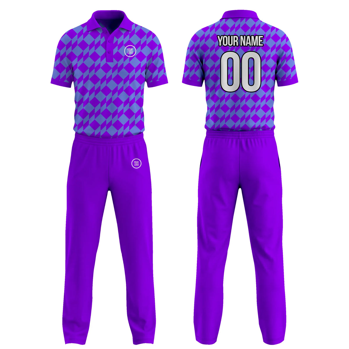 Custom Personalized D4 Color Block Cricket Kit with Name, Number & Team Logo