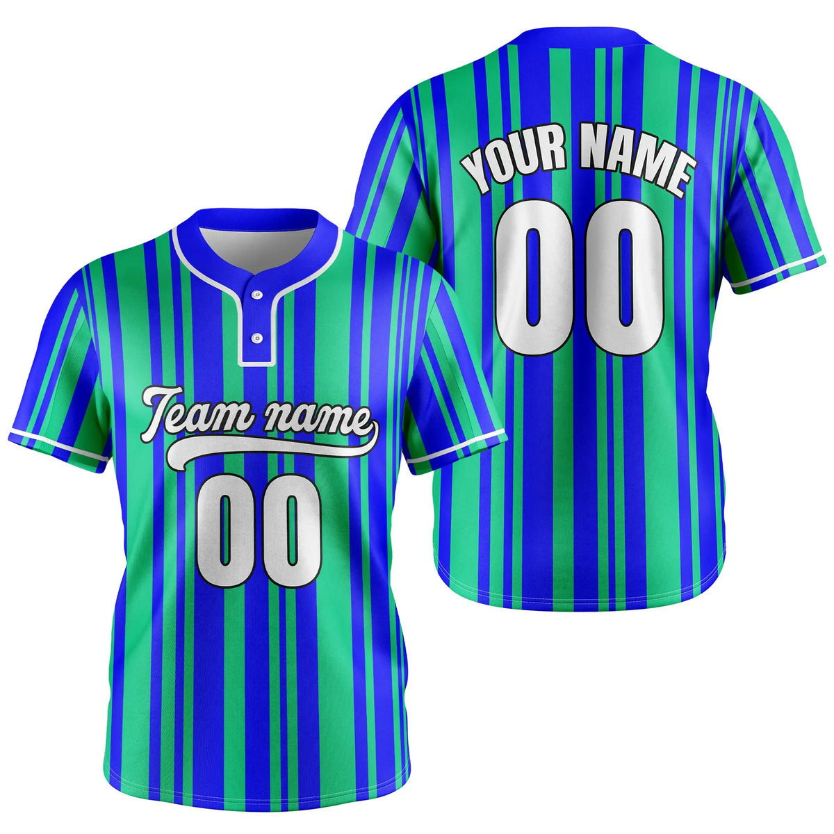 Custom Victory Stripes Baseball Aqua Sports Jersey Personalized Uniform with Name & Number