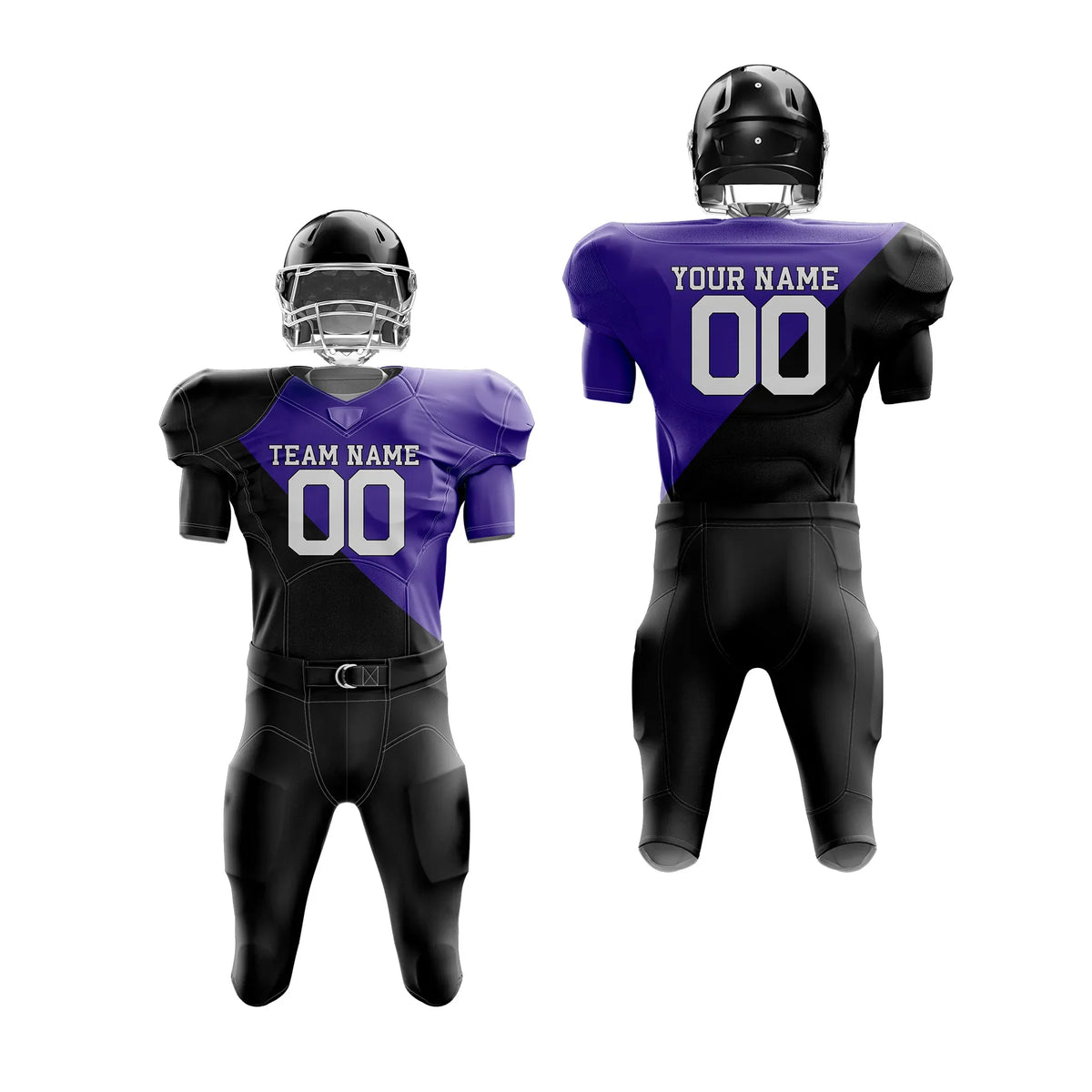 Custom Personalized D2 Split Fashion American Football Jersey with Name, Number & Team Logo