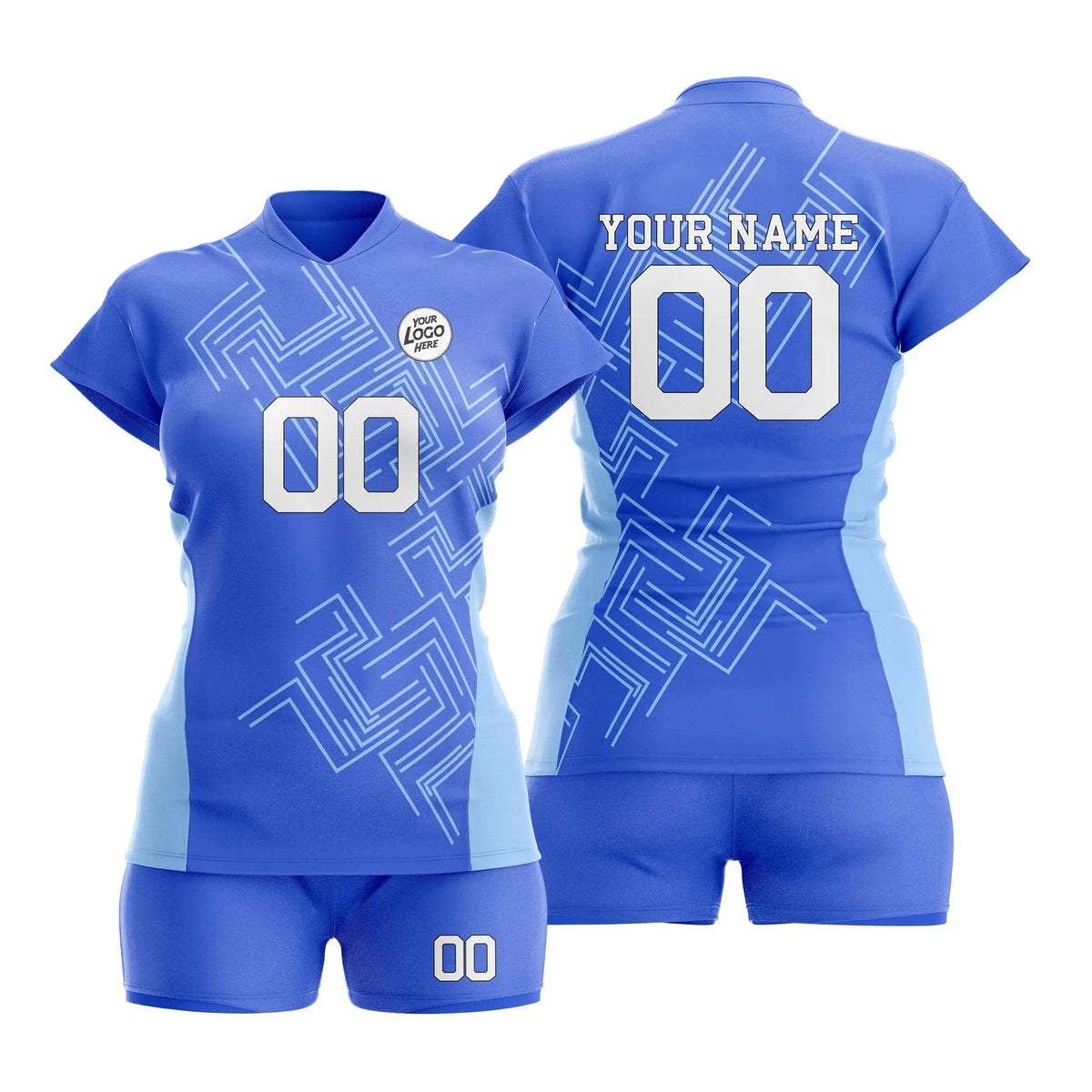 Custom Personalized D4 Abstract Pattern Volleyball Jersey with Name, Number & Team Logo
