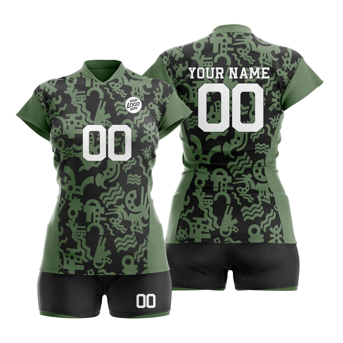Custom Personalized D4 Graffiti Pattern Volleyball Jersey with Name, Number & Team Logo