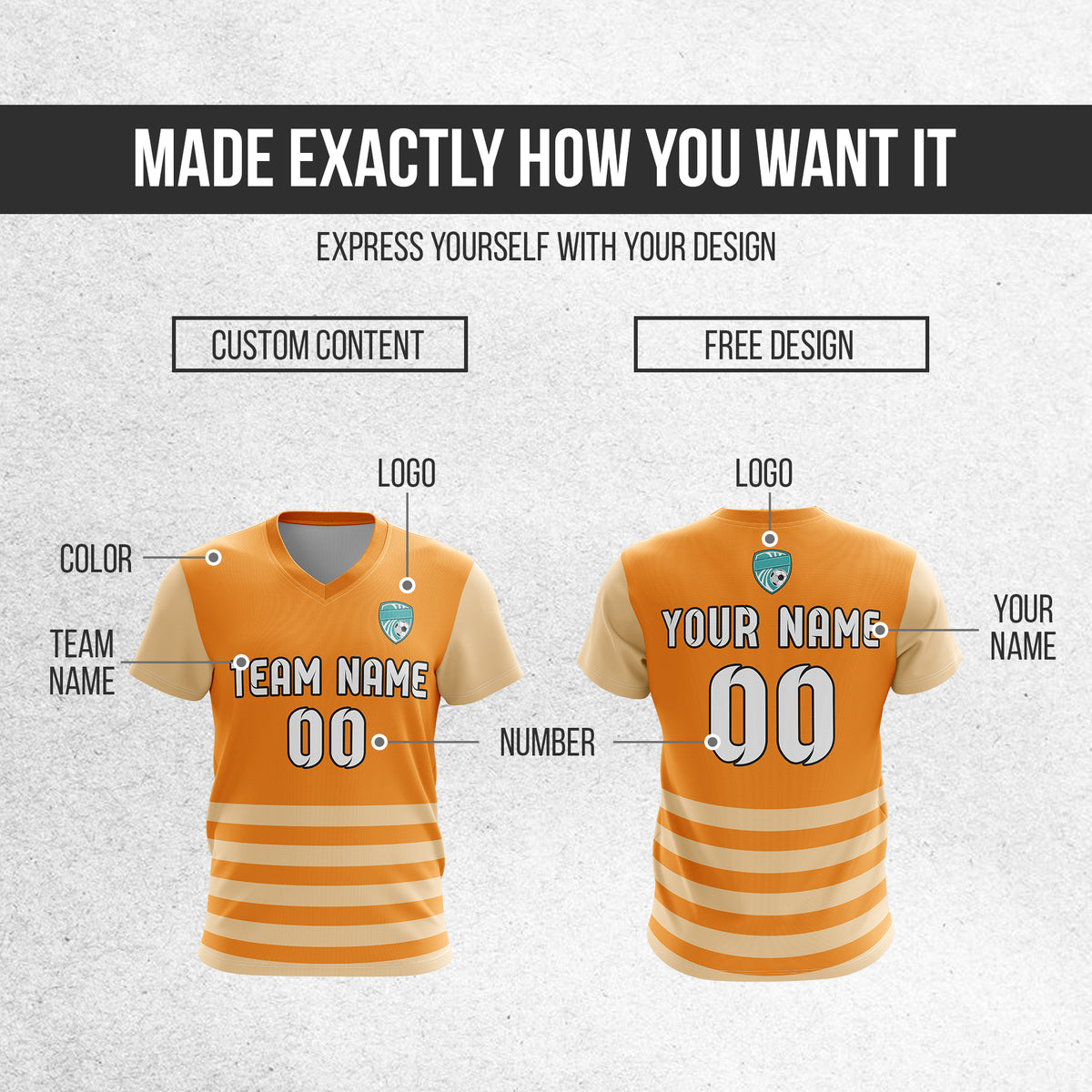 Custom BaseLine V Stripe Pattern Orange Soccer sport Tops Jersey