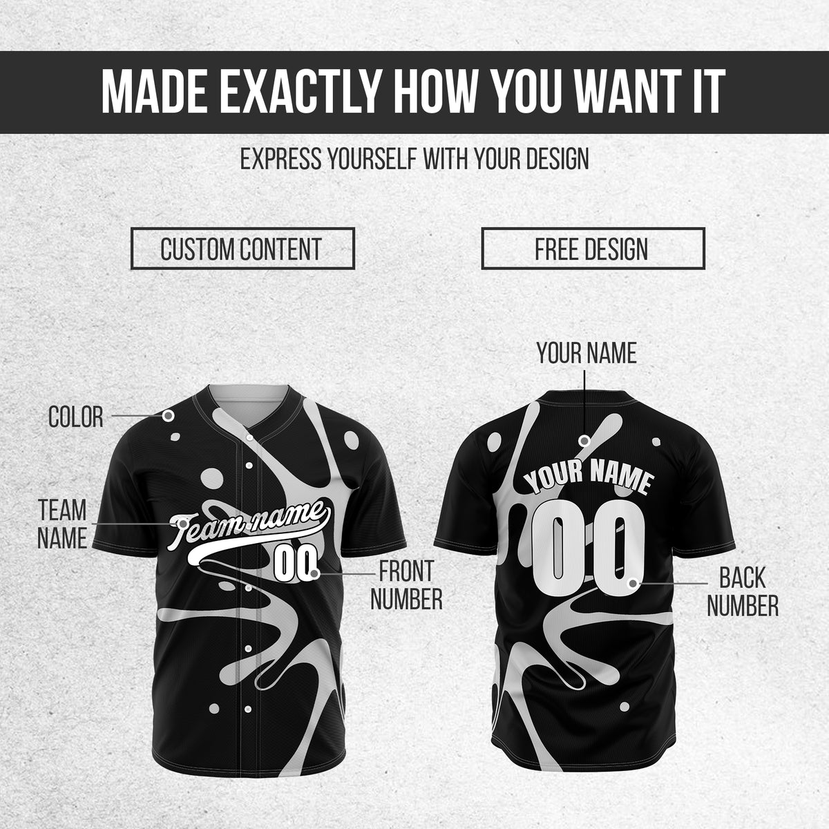 Custom Ink Surge Black Sports Jersey Personalized Uniform with Name & Number