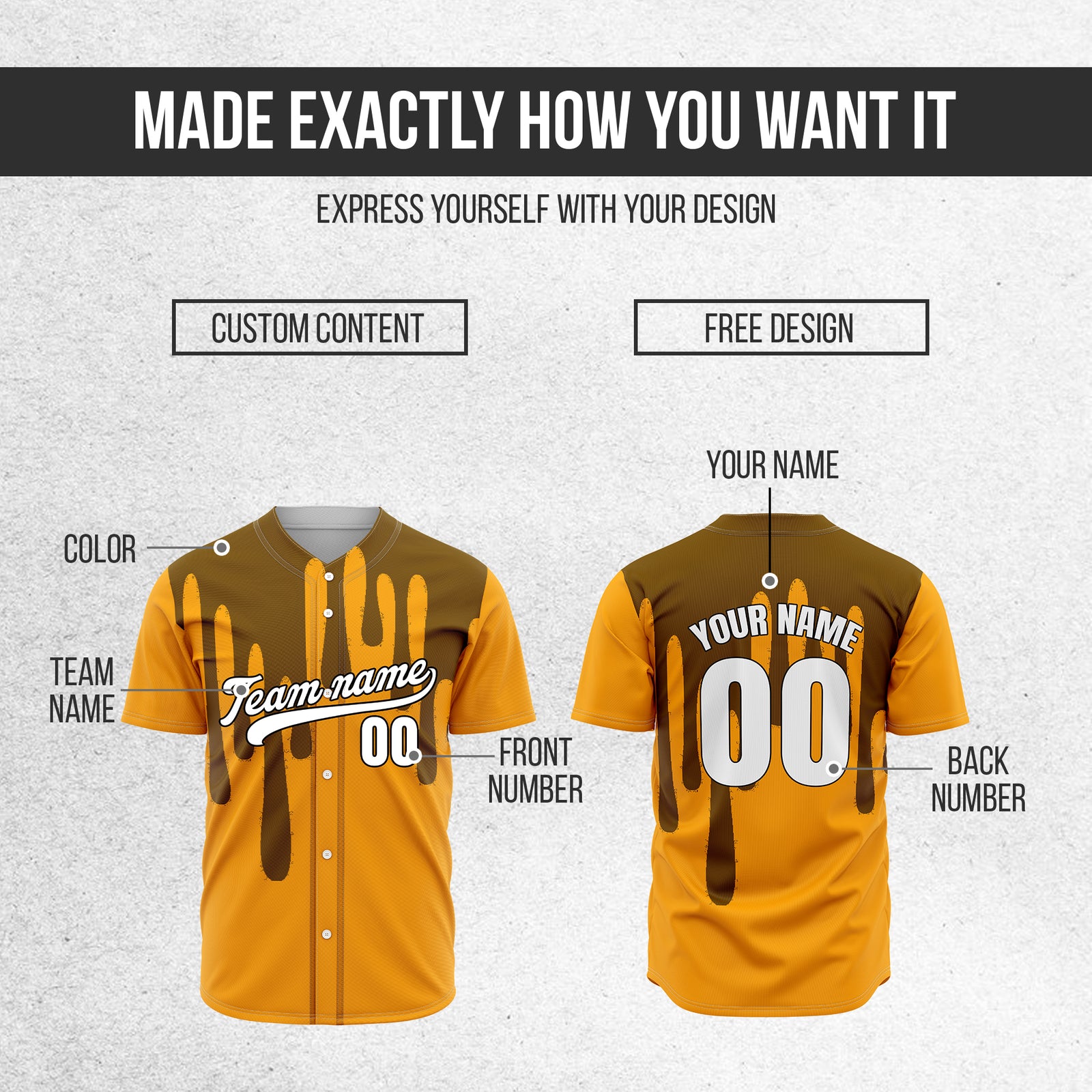 Custom Ink Drip Orange Sports Jersey Personalized Uniform with Name & Number