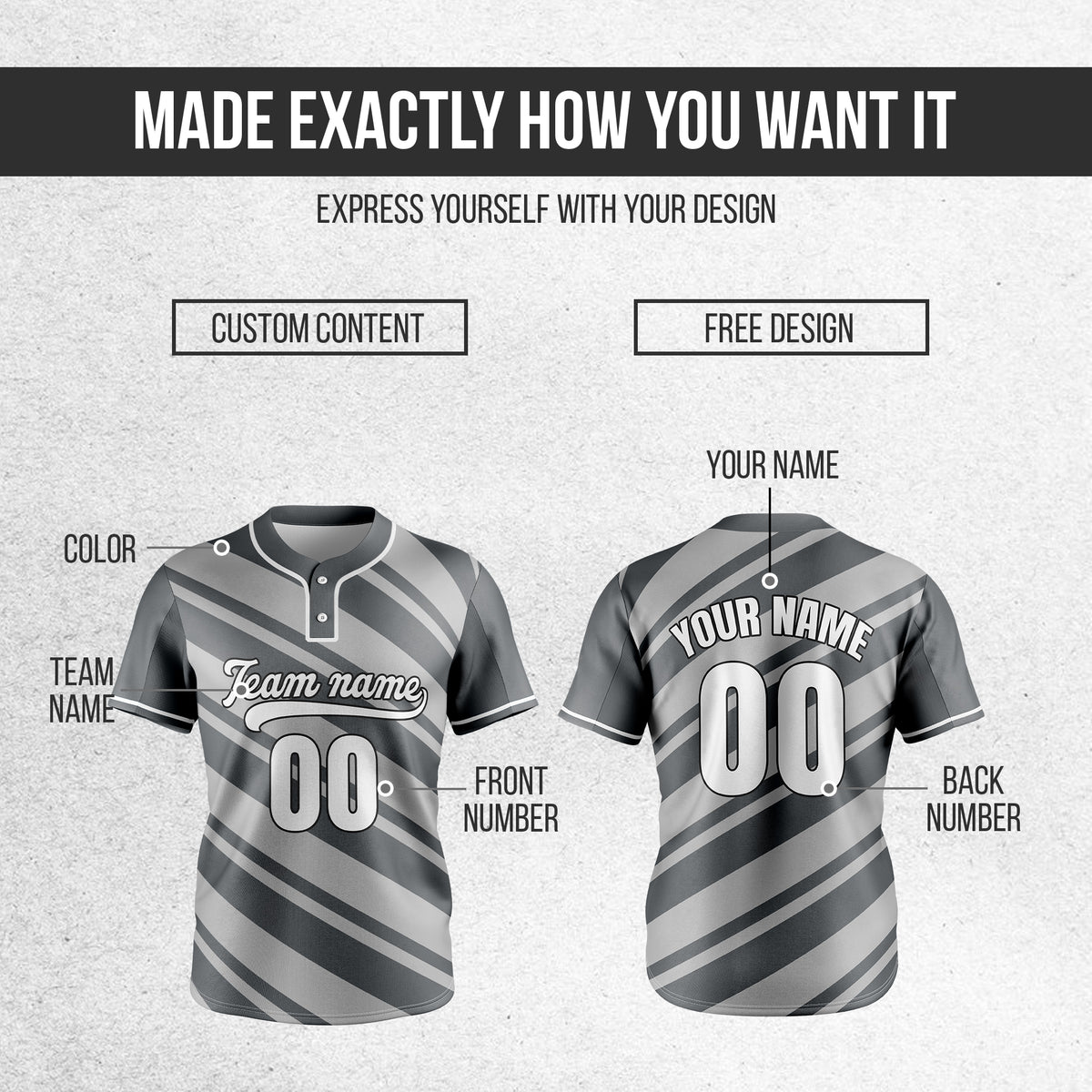 Custom Bold Flow Dark Grey Baseball Sports Jersey Personalized Uniform with Name & Number