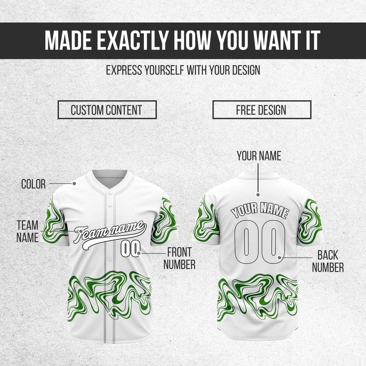 Custom Wave White Baseball Sports Jerseys Personalized Uniform with Name & Numbers