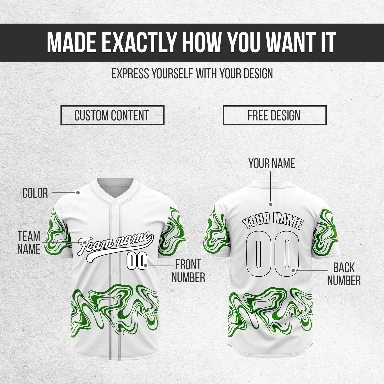 Custom Wave White Baseball Sports Jerseys Personalized Uniform with Name & Numbers
