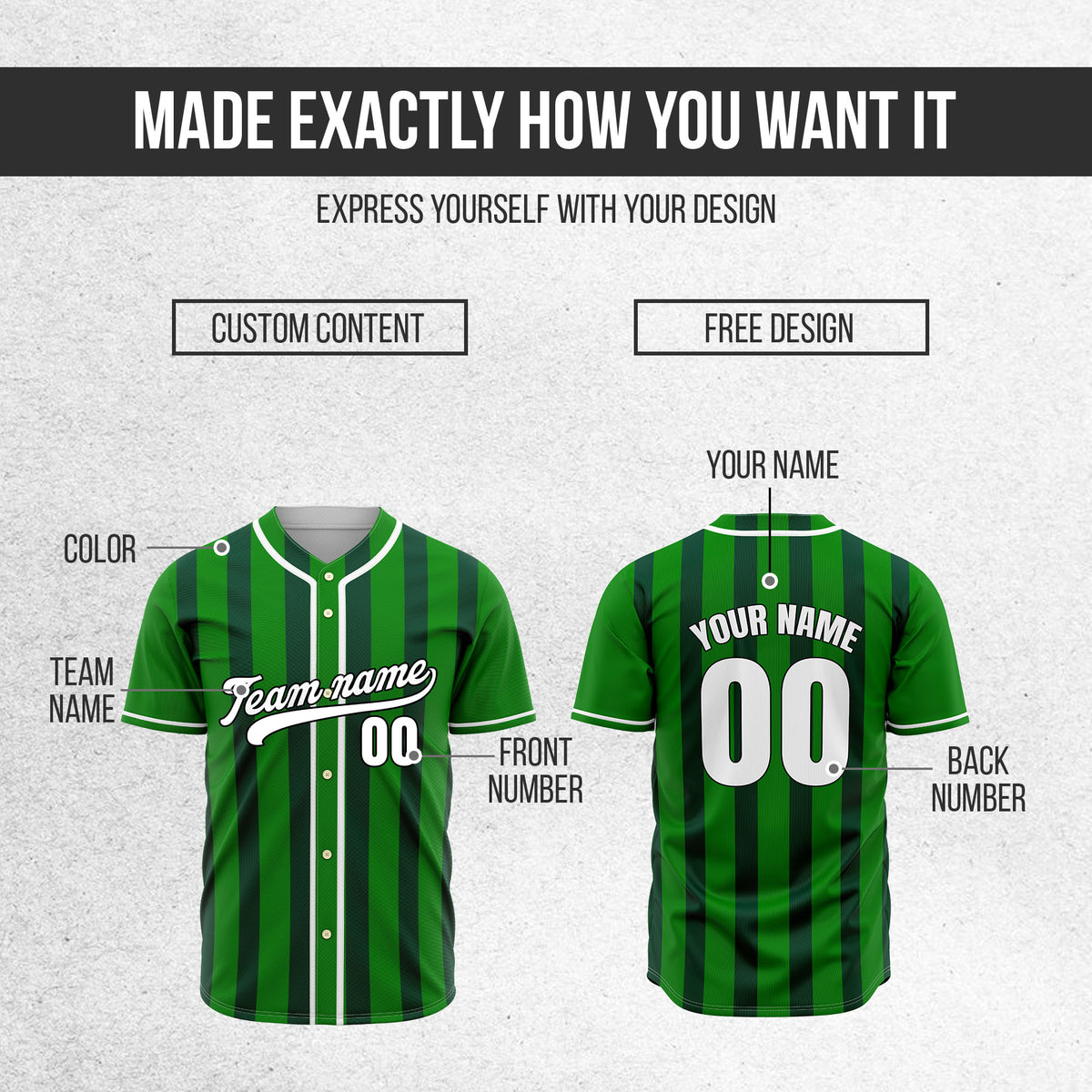 Custom Strikeforce Green Raglan Style Baseball Sports Jersey Personalized Uniform with Name & Number