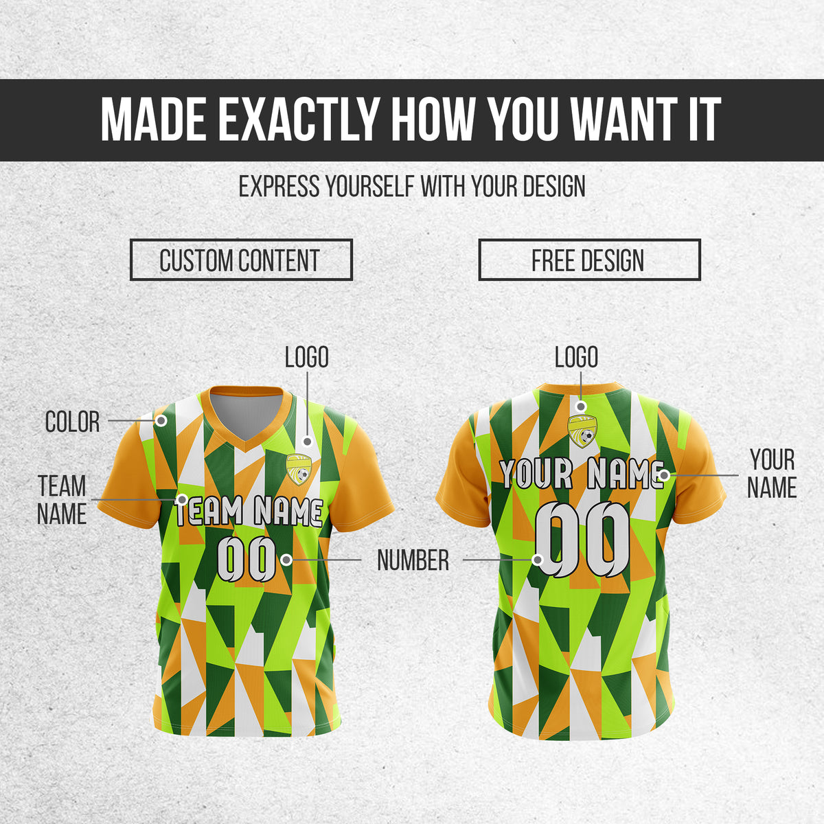 Custom Crystal V-Full Pattern Orange Soccer sport Tops Jersey