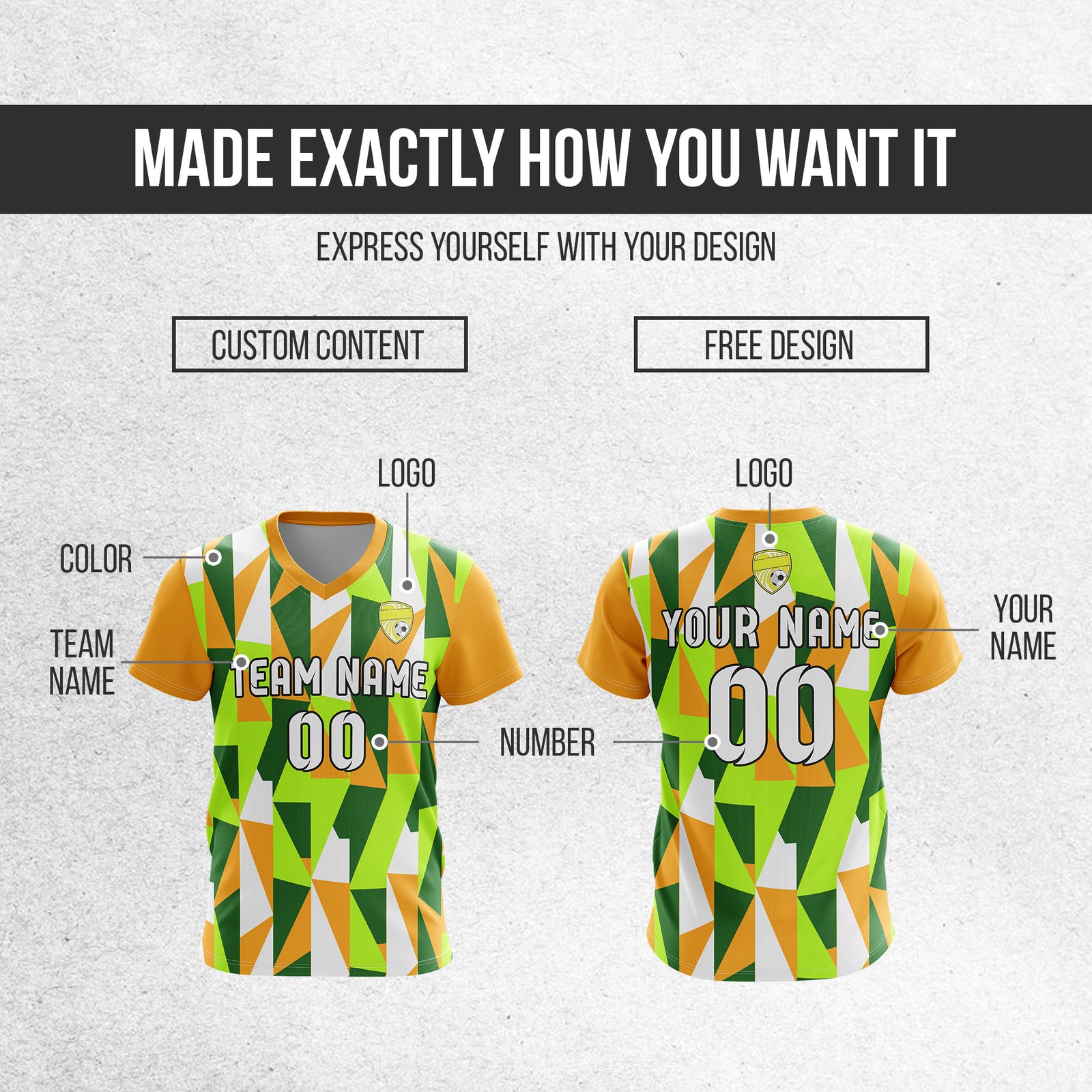 Custom Crystal V-Full Pattern Orange Soccer sport Tops Jersey