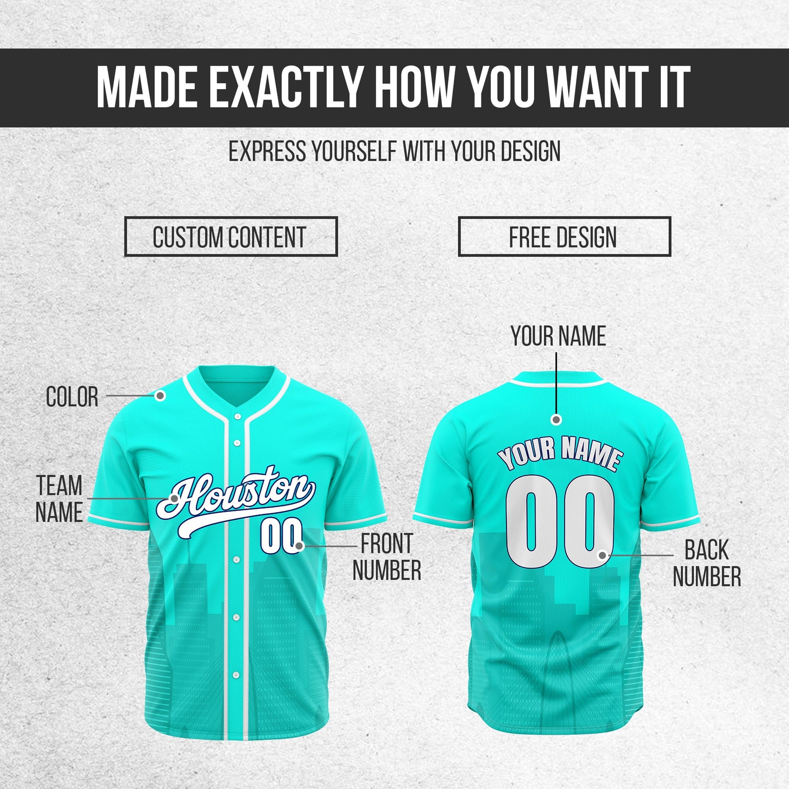 Custom City Pulse Aqua Baseball Sports Jerseys Personalized Uniform with Name & Number
