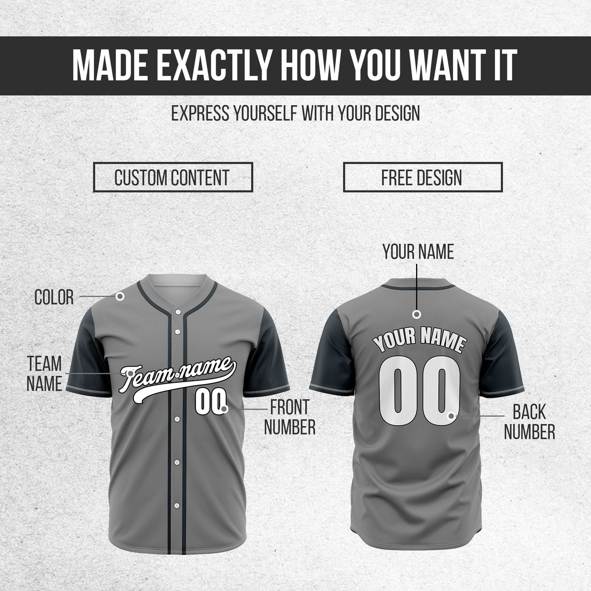 Custom Crimson Grey Raglan Style Baseball Sports Jersey Personalized Uniform with Name & Number