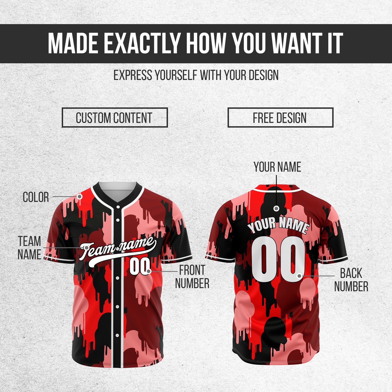 Custom Paint Hustlers Red Baseball Sports Jersey Personalized Uniform with Name & Number