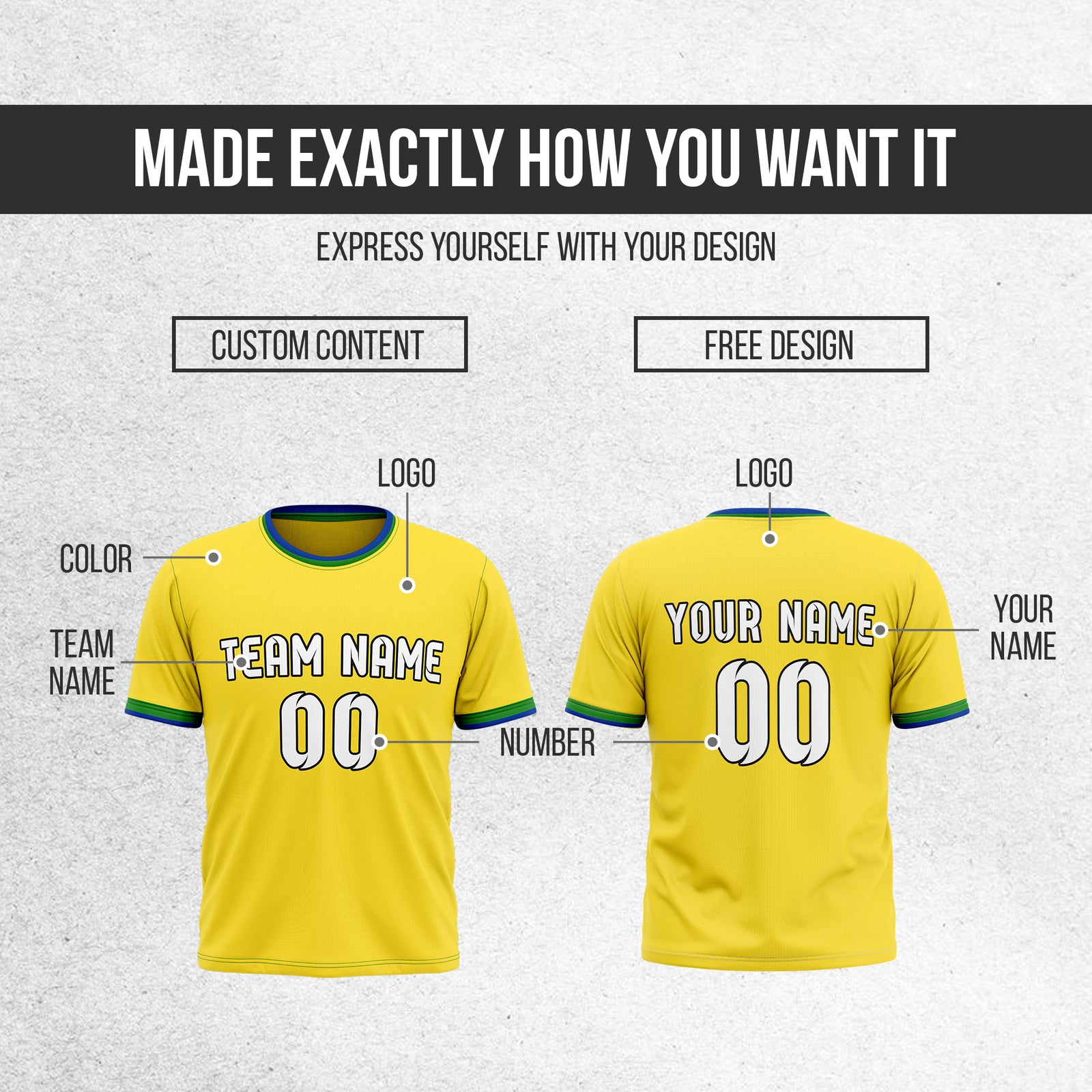 Custom BRAZIL Fan Jersey Personalized with Name & Number