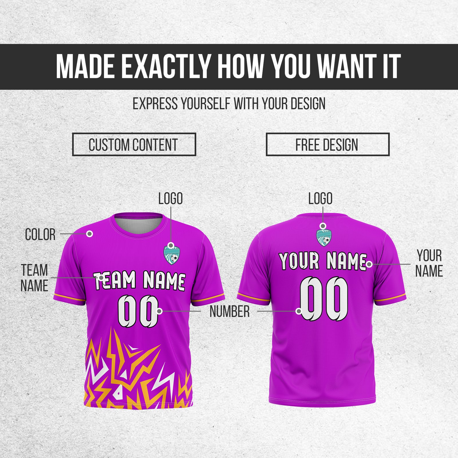 Custom Spark Strike R Side Pattern Soccer Purple Sport Tops Jersey