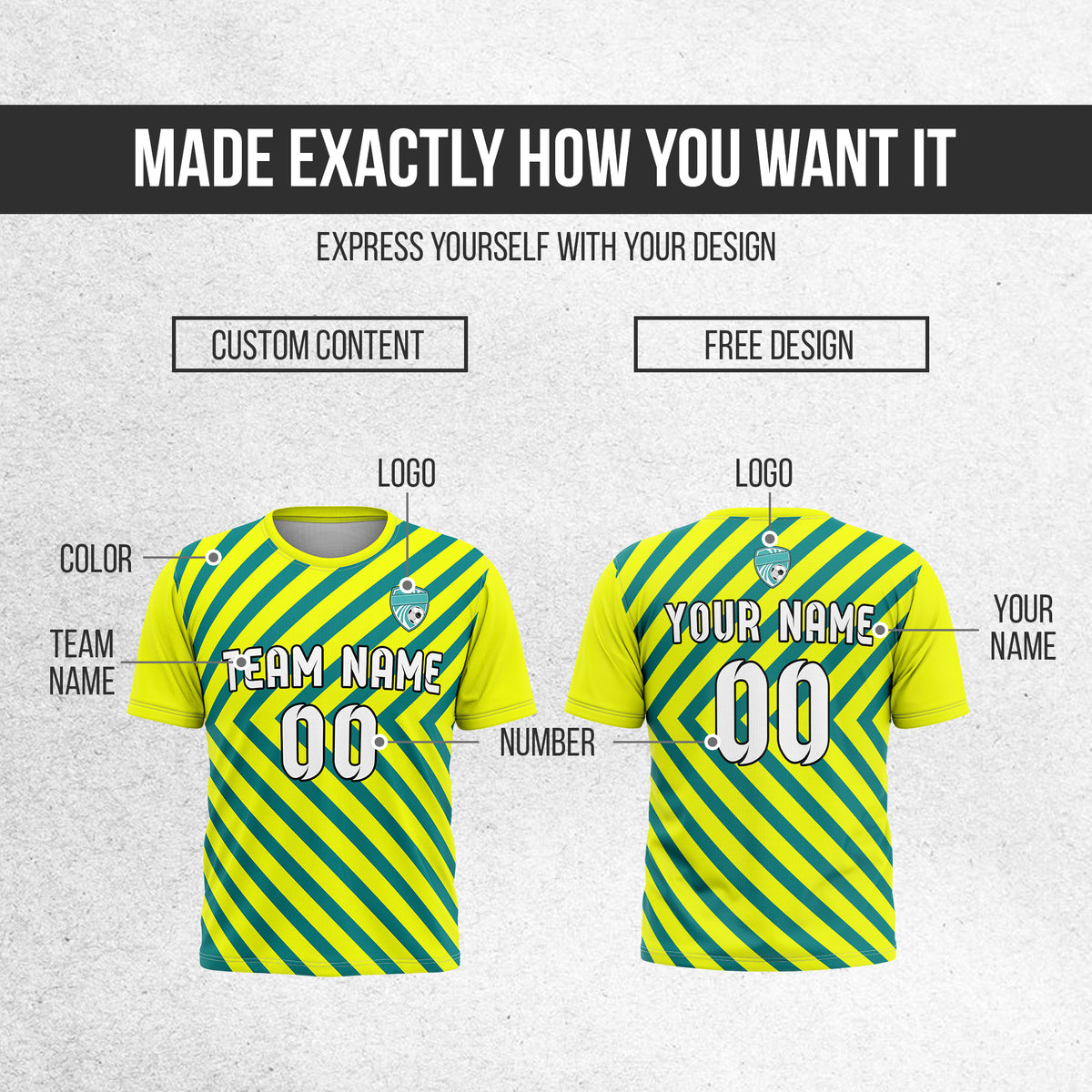 Custom SwiftStripe Yellow Soccer sport Tops Jersey
