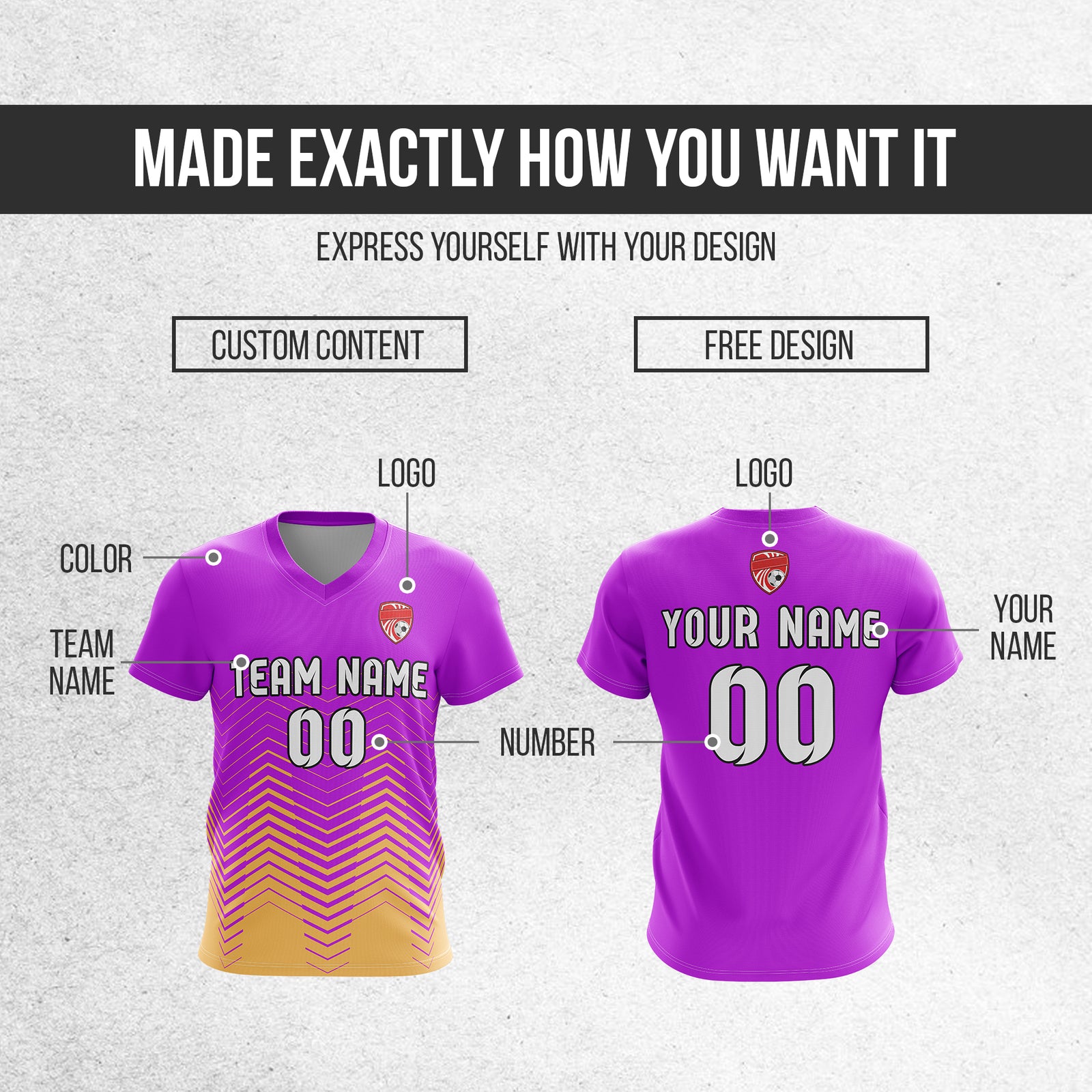 Custom Apex Strike V-Side Pattern Purple Soccer sport Tops Jersey