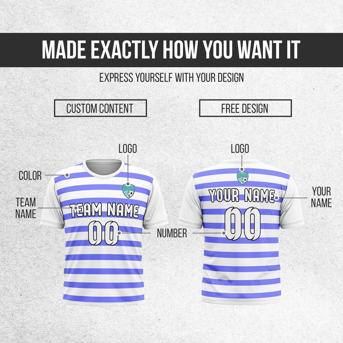 Custom Royal Stripe White Soccer sport Tops Jersey