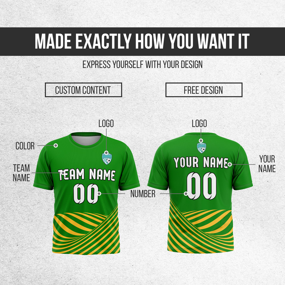 Custom WaveLine Stripe Green Soccer sport Tops Jersey