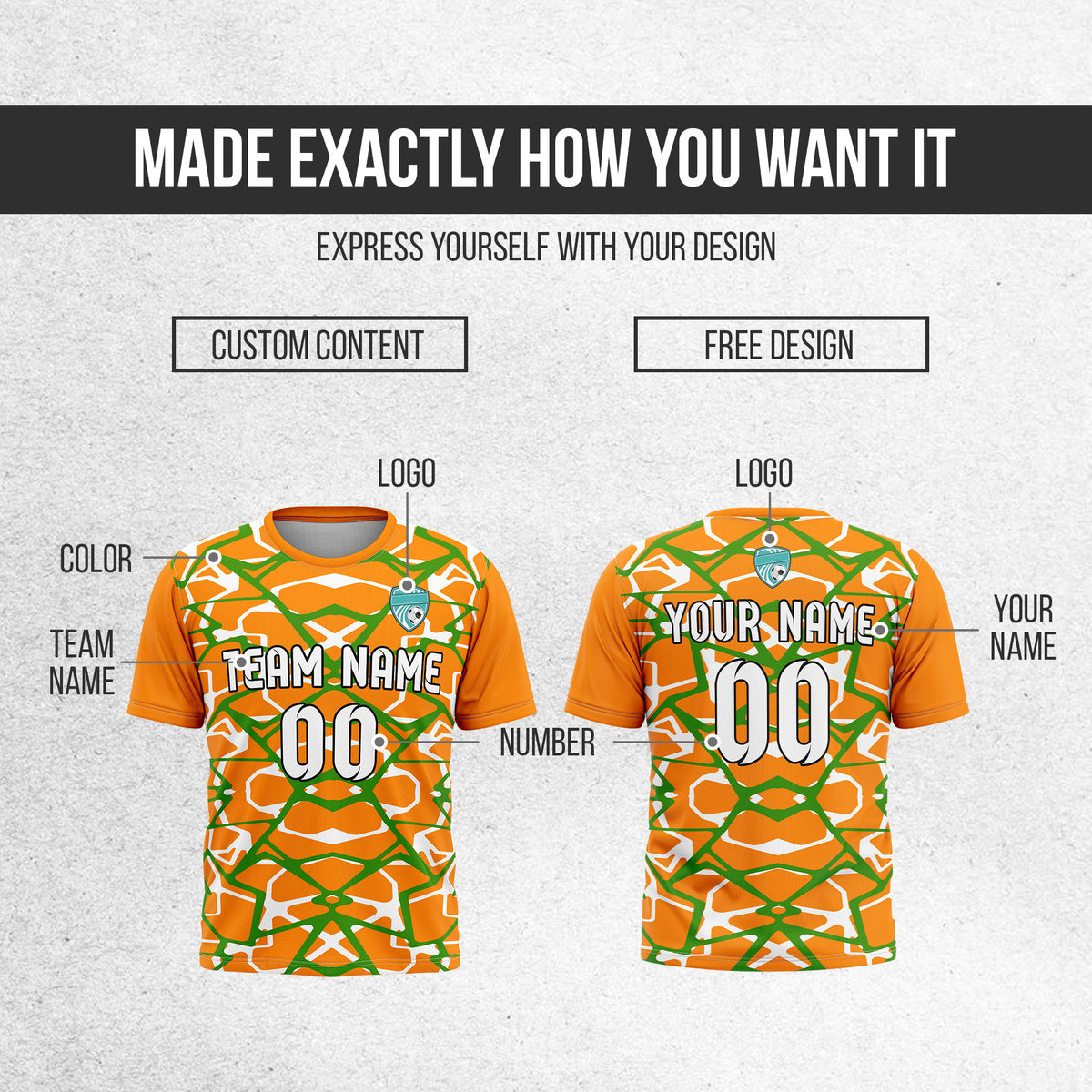 Custom Wild Pulse R-Full Pattern Soccer Orange Sport Tops Jersey