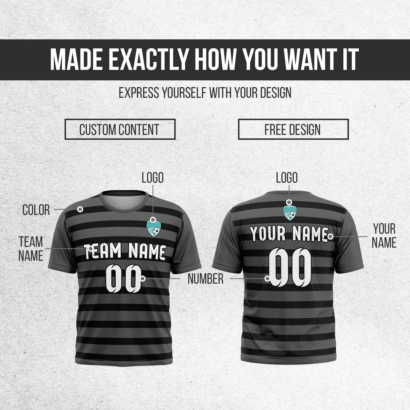 Custom Royal Stripe Dark Grey Soccer sport Tops Jersey