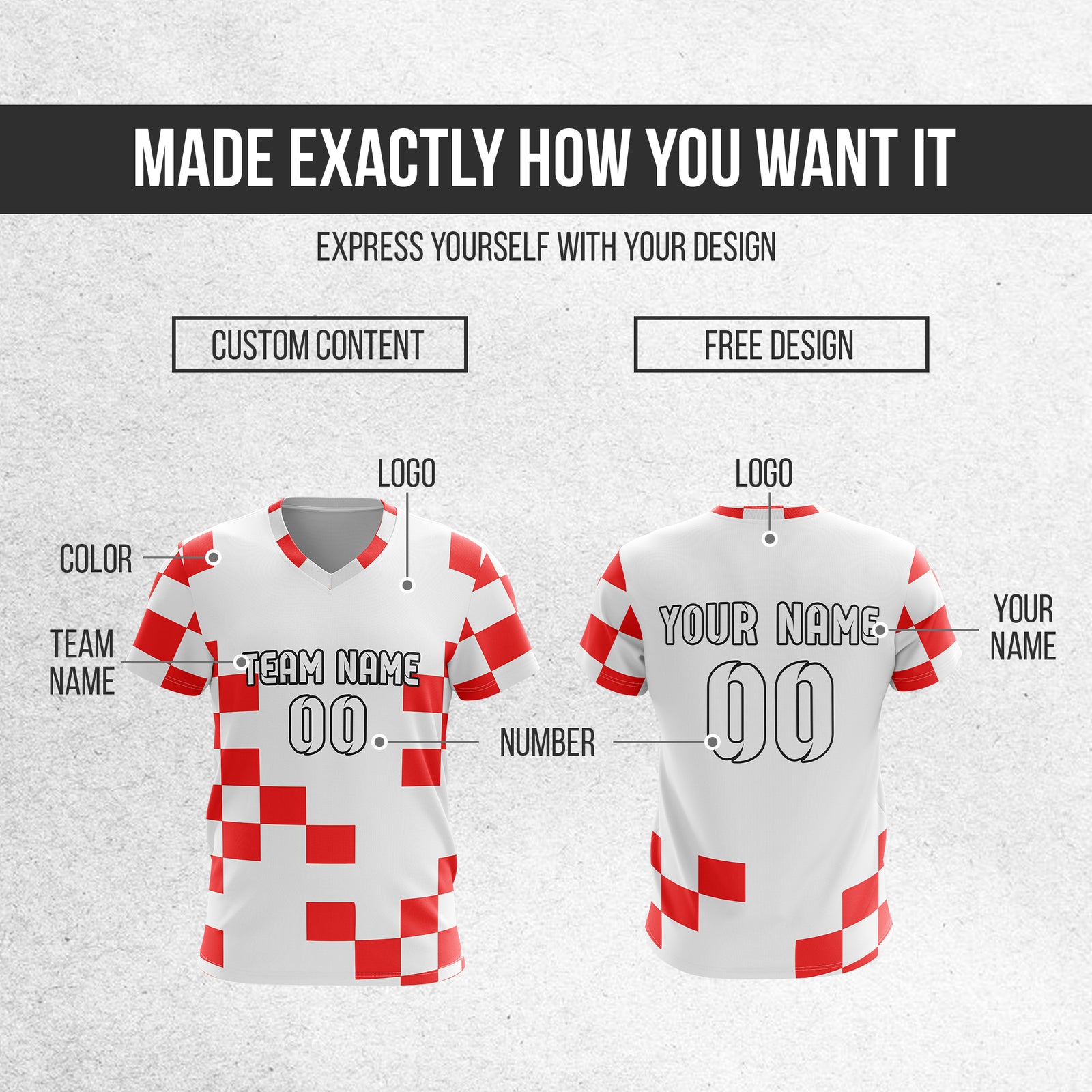 Custom CROATIA Fan Jersey Personalized with Name & Number