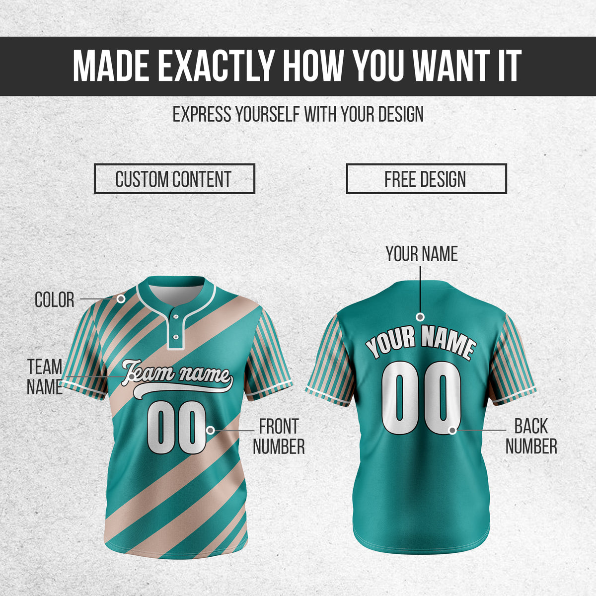 Custom Vibe Split Teal Baseball Sports Jersey Personalized Uniform with Name & Number