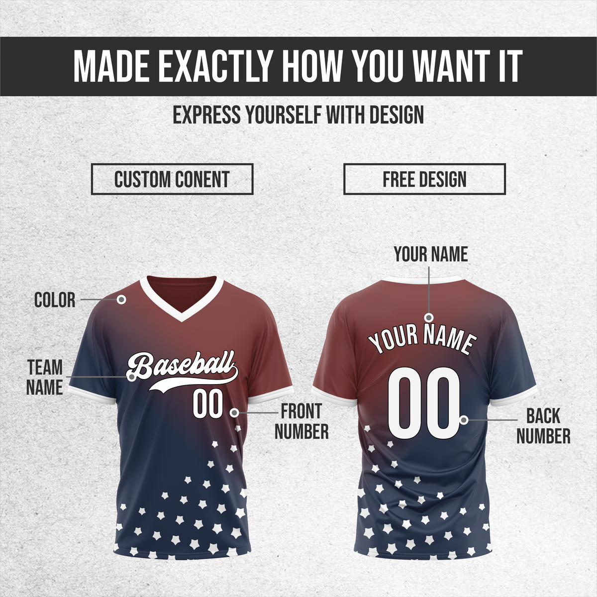 Custom Twilight Stars Baseball Navy Sports Jersey Personalized Uniform with Name & Number