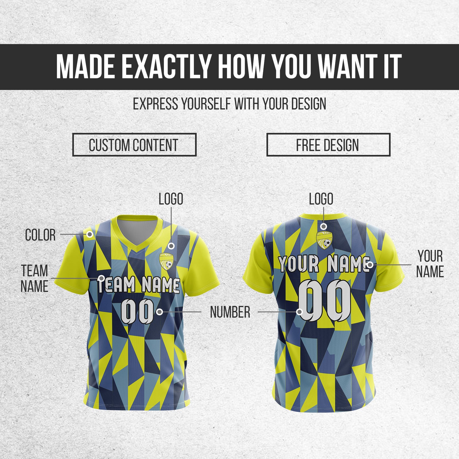 Custom Crystal V-Full Pattern Yellow Soccer sport Tops Jersey