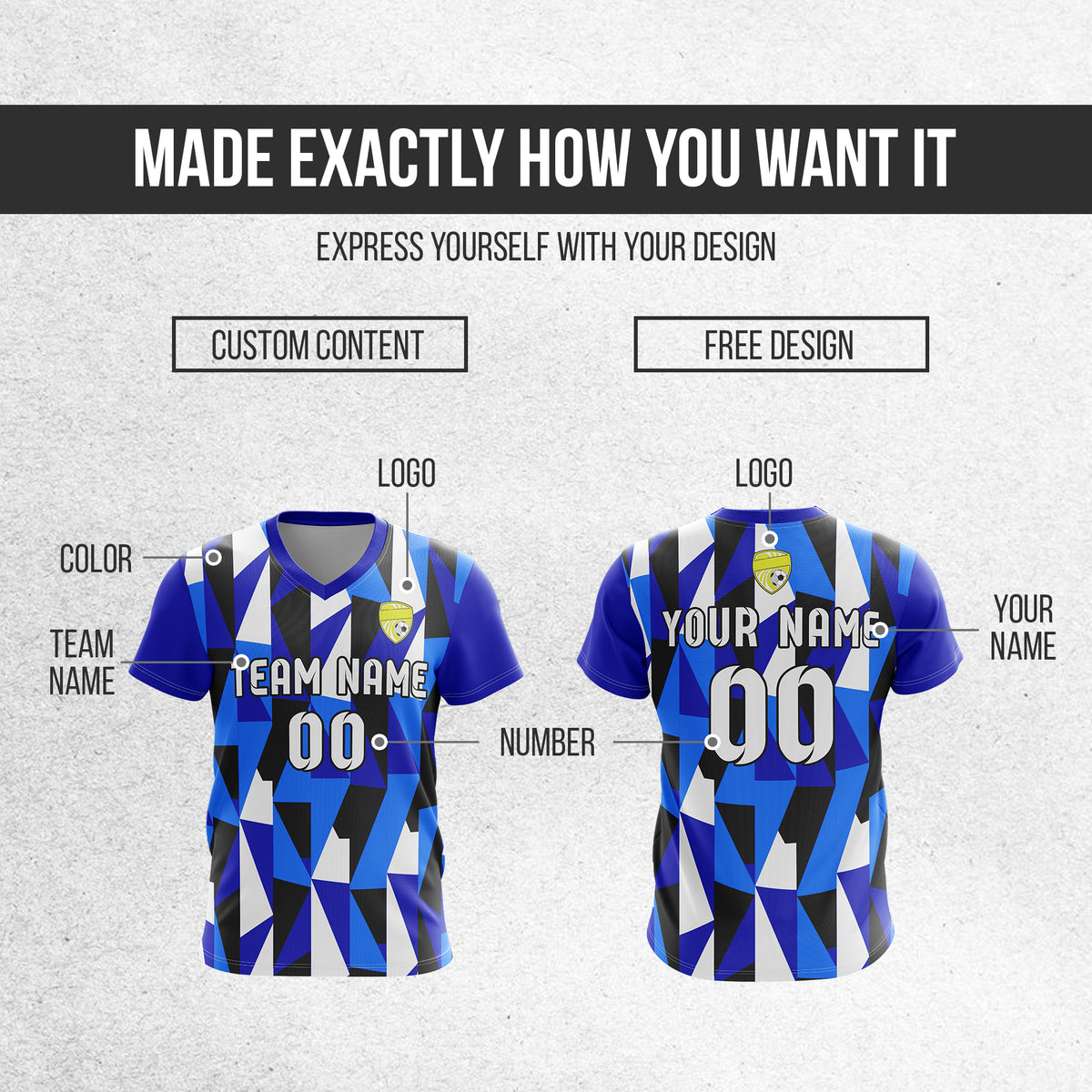 Custom Crystal V-Full Pattern Navy Soccer sport Tops Jersey