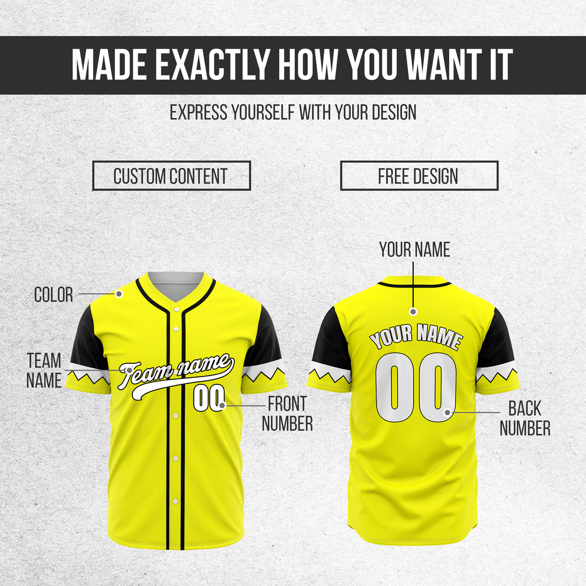 Custom Legacy Classic Baseball Yellow Sports Jersey Personalized Uniform with Name & Number