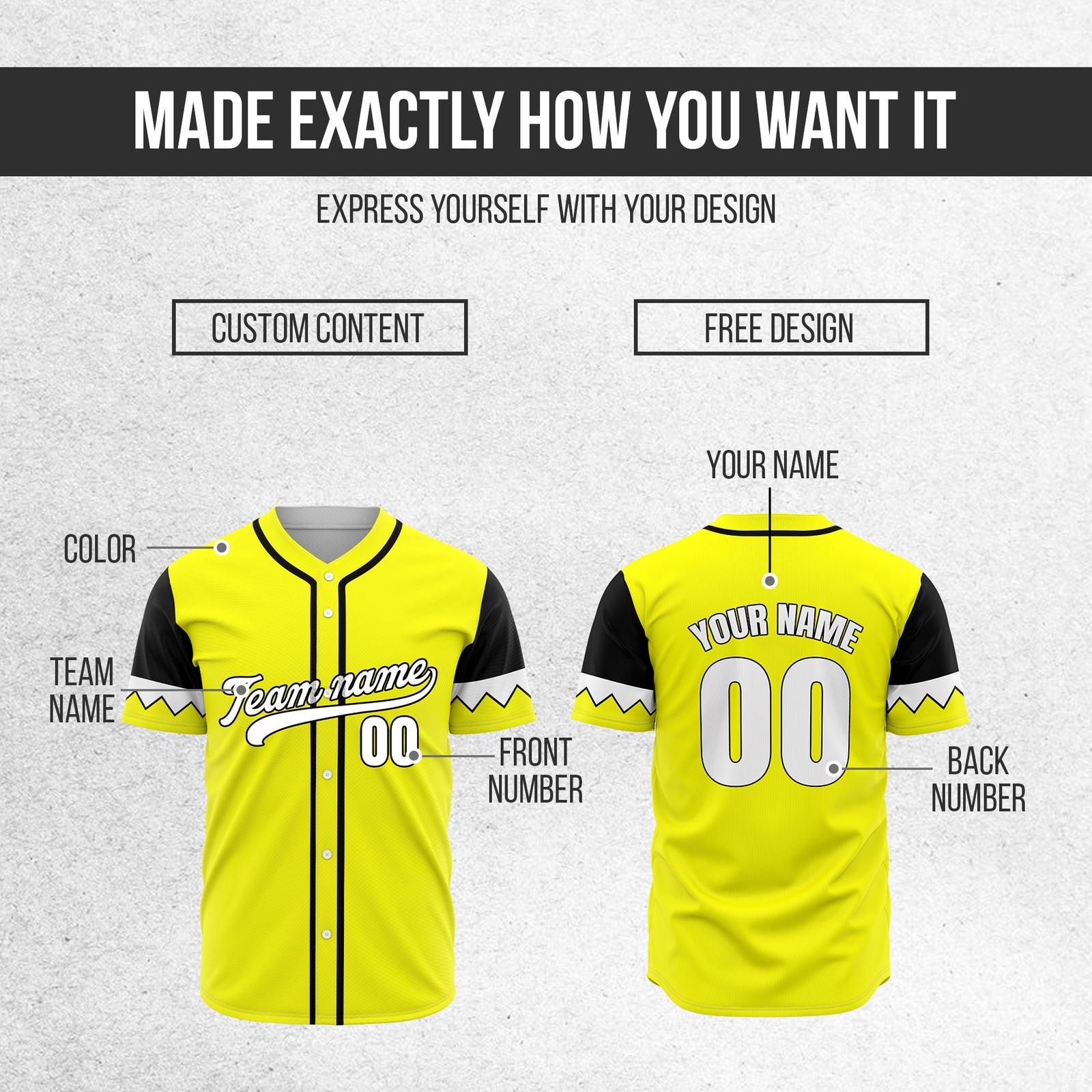 Custom Legacy Classic Baseball Yellow Sports Jersey Personalized Uniform with Name & Number