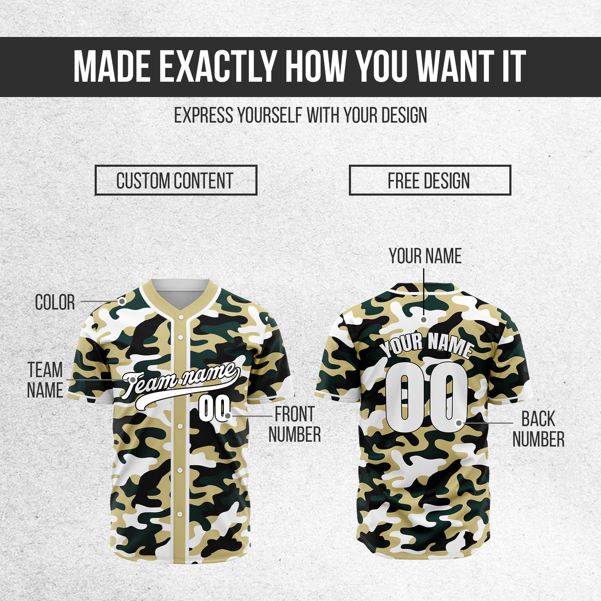Custom Shadow Command Khaki Baseball Sports Jersey Personalized Uniform with Name & Number