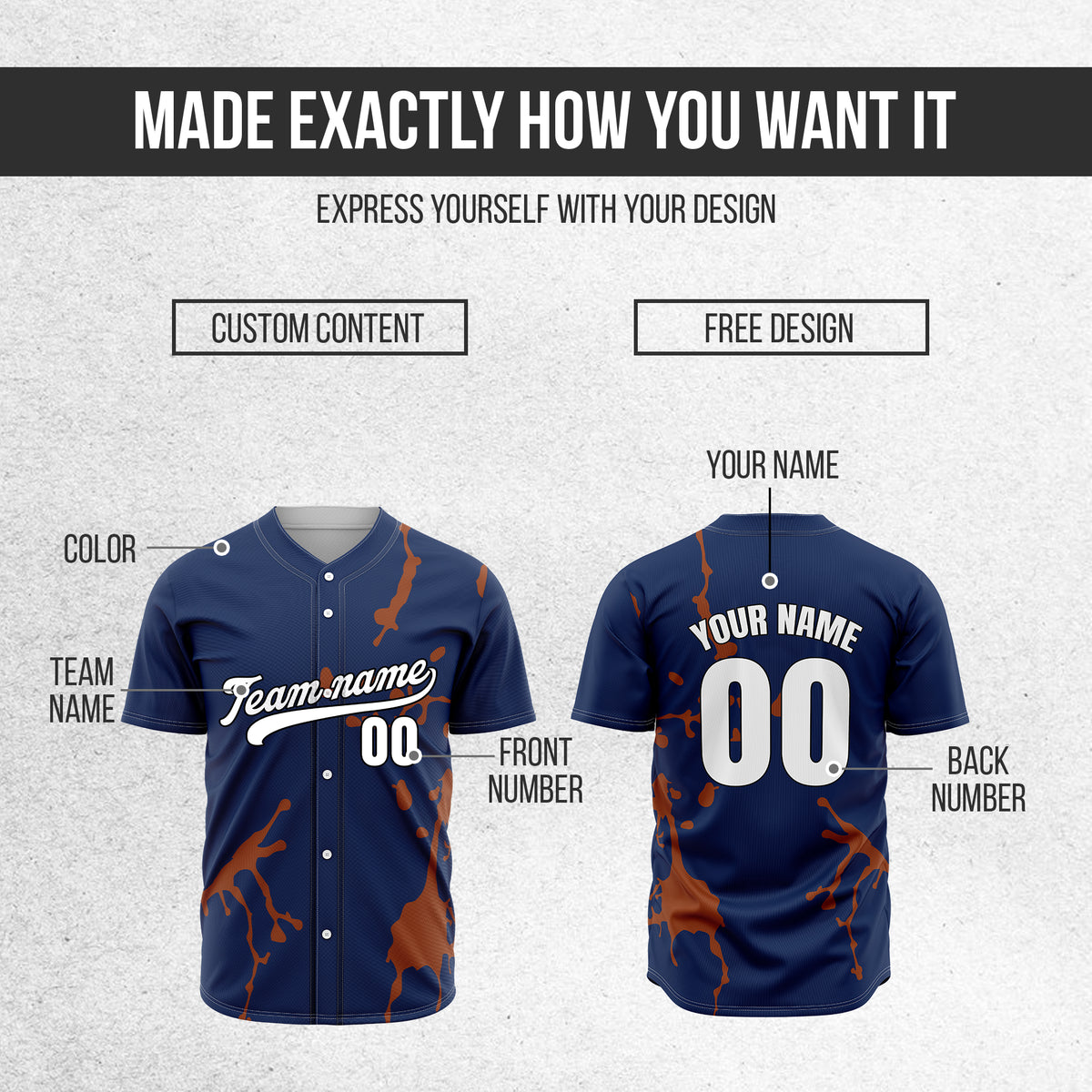 Custom Ink Paint Pop Navy Sports Jersey Personalized Uniform with Name & Number